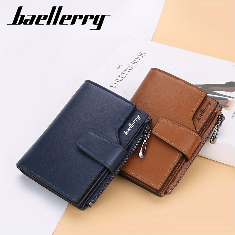 BAELLERRY Minimalist Solid-Color Short Wallet – Unisex Casual Coin Purse & Multifunctional Credit Card Holder