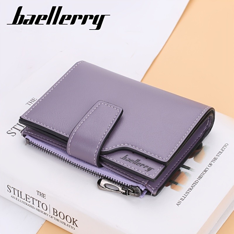 BAELLERRY Minimalist Solid-Color Short Wallet – Unisex Casual Coin Purse & Multifunctional Credit Card Holder