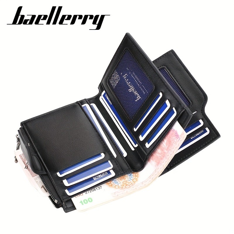 BAELLERRY Minimalist Solid-Color Short Wallet – Unisex Casual Coin Purse & Multifunctional Credit Card Holder