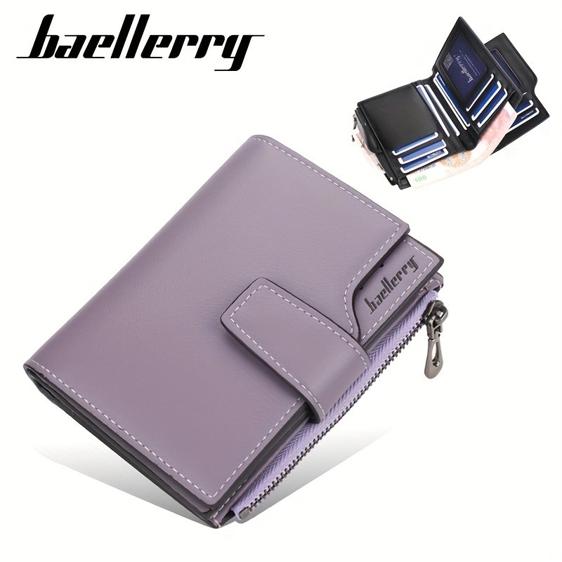 BAELLERRY Minimalist Solid-Color Short Wallet – Unisex Casual Coin Purse & Multifunctional Credit Card Holder