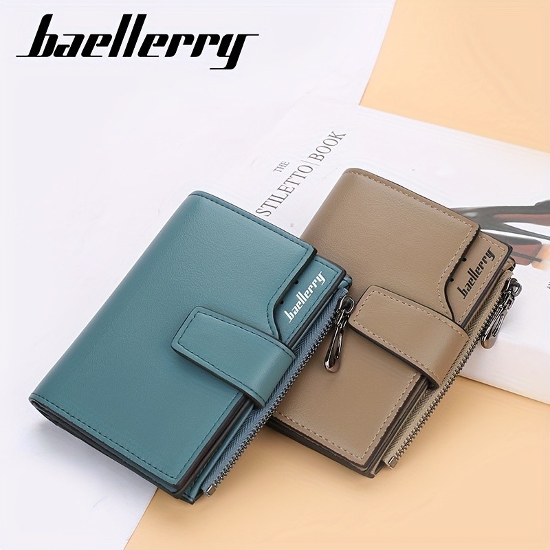BAELLERRY Minimalist Solid-Color Short Wallet – Unisex Casual Coin Purse & Multifunctional Credit Card Holder