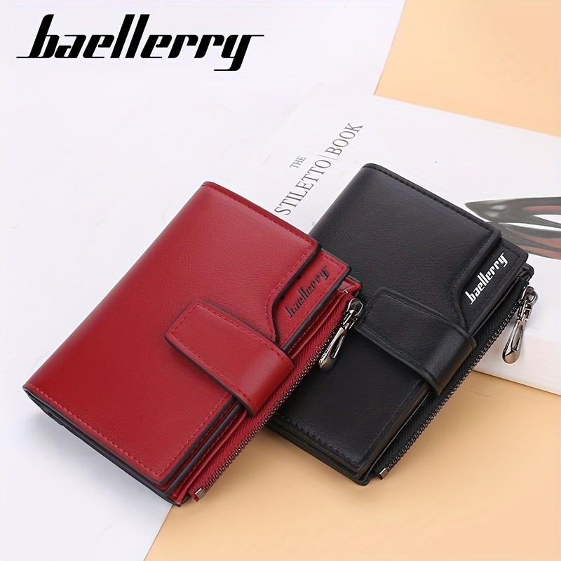 BAELLERRY Minimalist Solid-Color Short Wallet – Unisex Casual Coin Purse & Multifunctional Credit Card Holder
