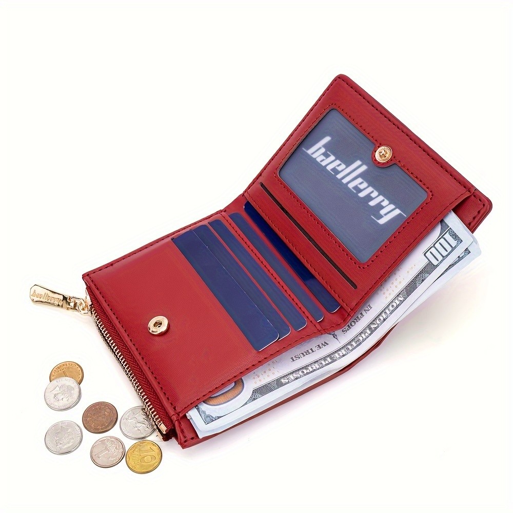 BAELLERRY Women’s Compact Wallet – Short Embossed Stone-Pattern Wallet with Snap Closure, Zipper Coin Pocket & Credit Card Slots