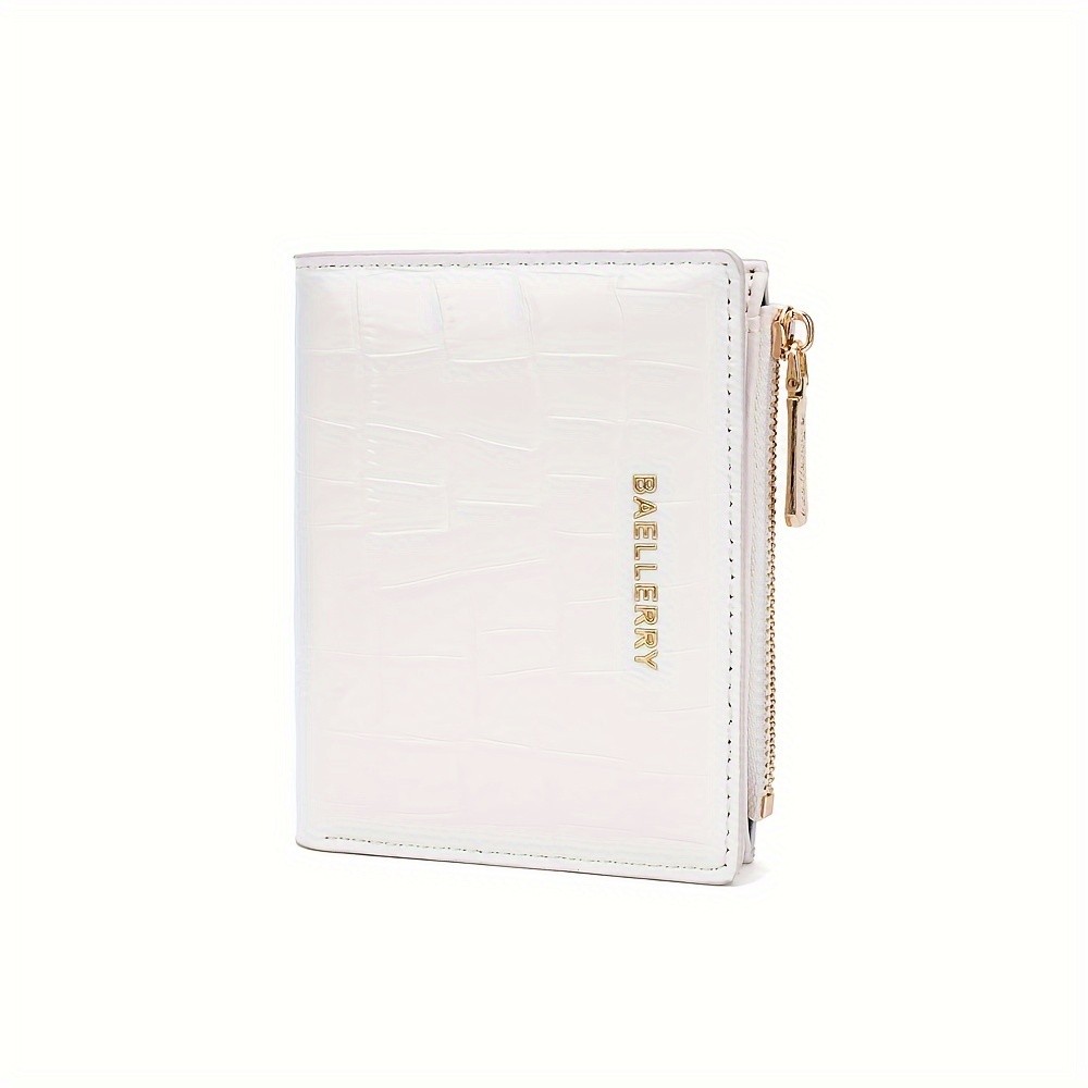 BAELLERRY Women’s Compact Wallet – Short Embossed Stone-Pattern Wallet with Snap Closure, Zipper Coin Pocket & Credit Card Slots