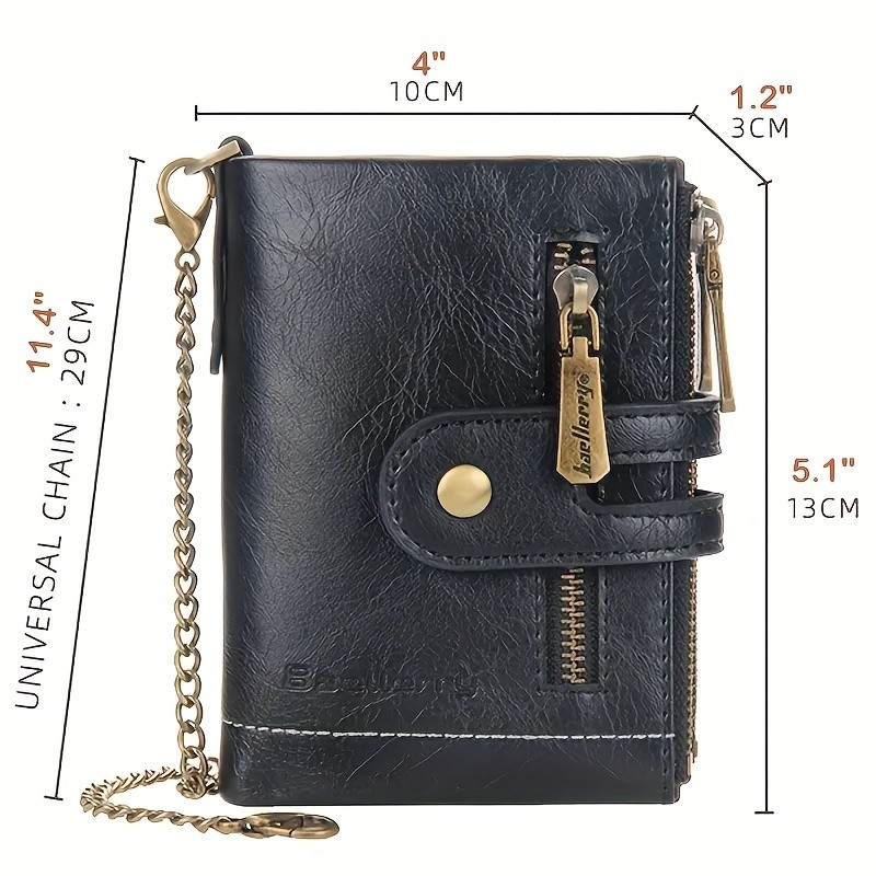 BAELLERRY Men’s Business Retro Short Wallet – Faux Leather Multi-Card Double-Pull Bank Card Holder