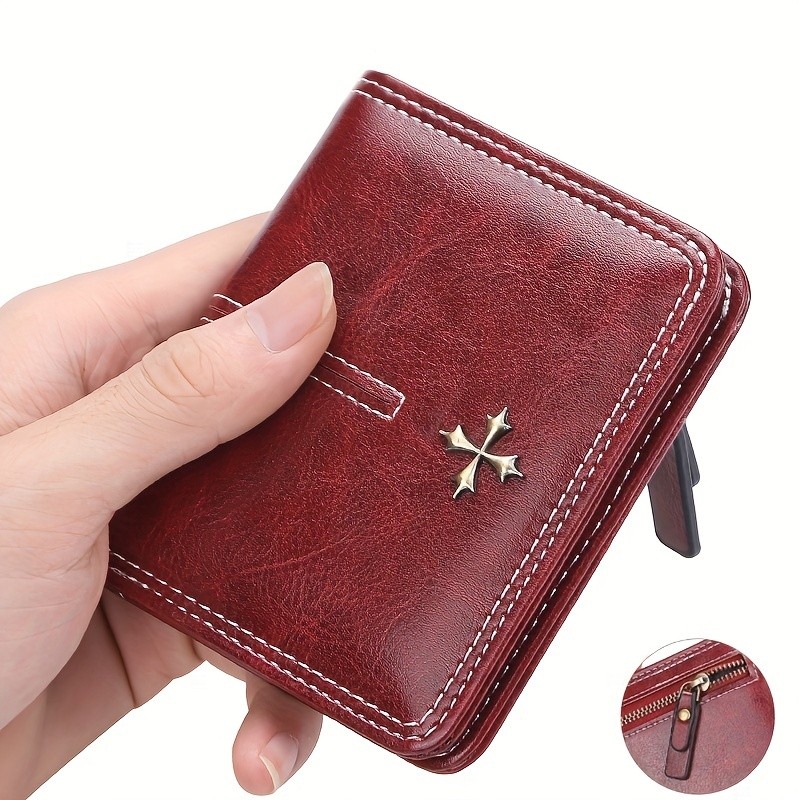 BAELLERRY Women’s Slim Wallet – IC Magnetic Closure, Double-Fold Billfold, Zipper Coin Pocket & Multi-Card Holder