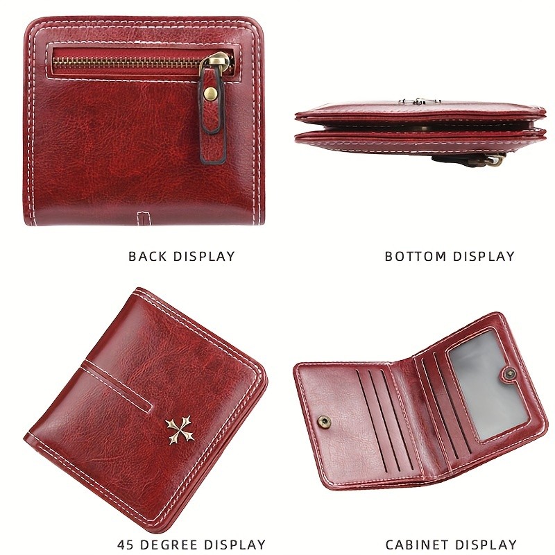 BAELLERRY Women’s Slim Wallet – IC Magnetic Closure, Double-Fold Billfold, Zipper Coin Pocket & Multi-Card Holder