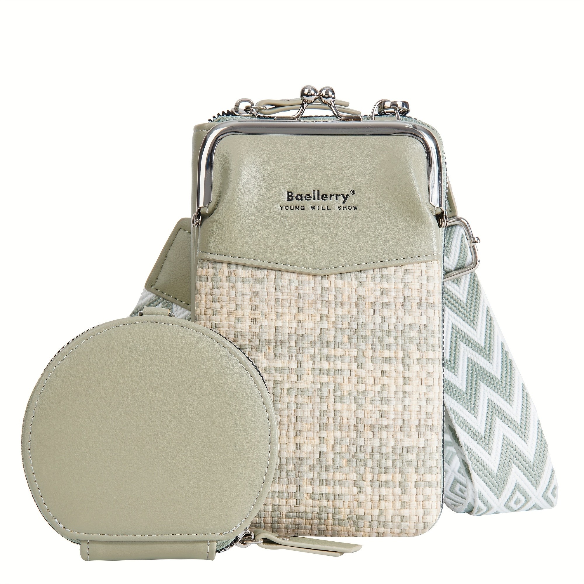 BAELLERRY Women’s Mini Crossbody Bag – Stylish Synthetic Shoulder Bag with Vibrant Yellow & Orange Zigzag Strap