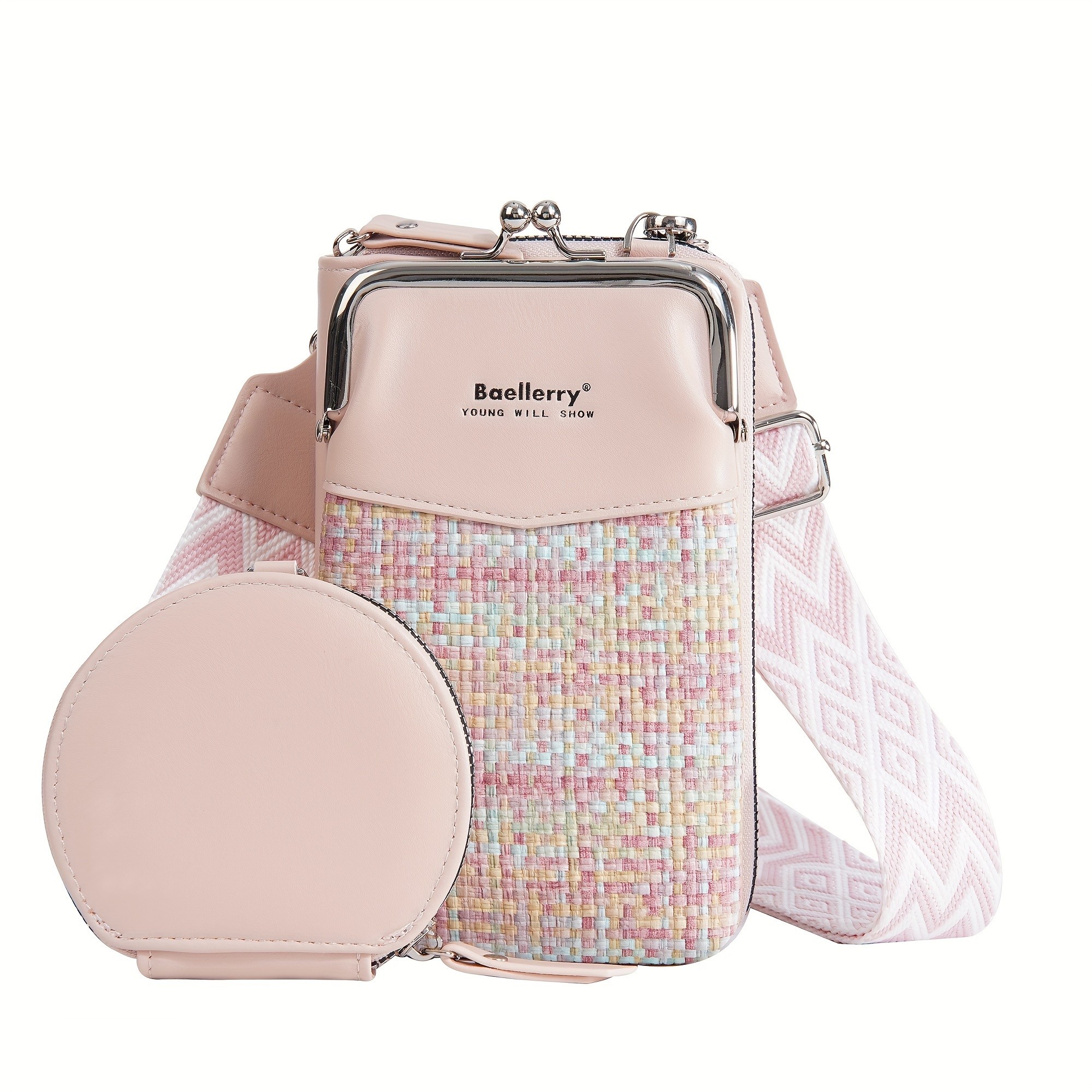 BAELLERRY Women’s Mini Crossbody Bag – Stylish Synthetic Shoulder Bag with Vibrant Yellow & Orange Zigzag Strap