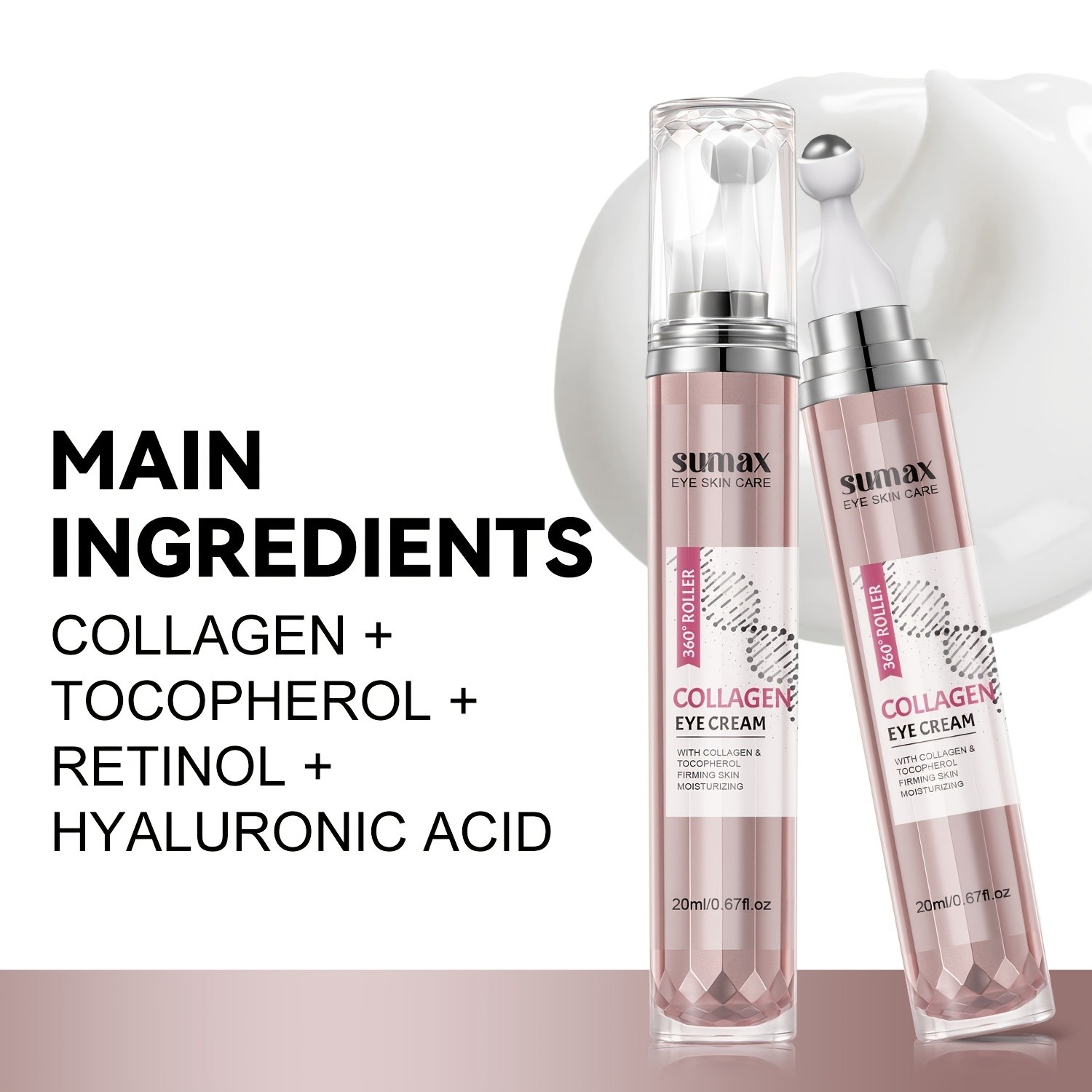 SUMAX Collagen Eye Cream – Retinol + Collagen Firming Treatment with 360° Massage Applicator