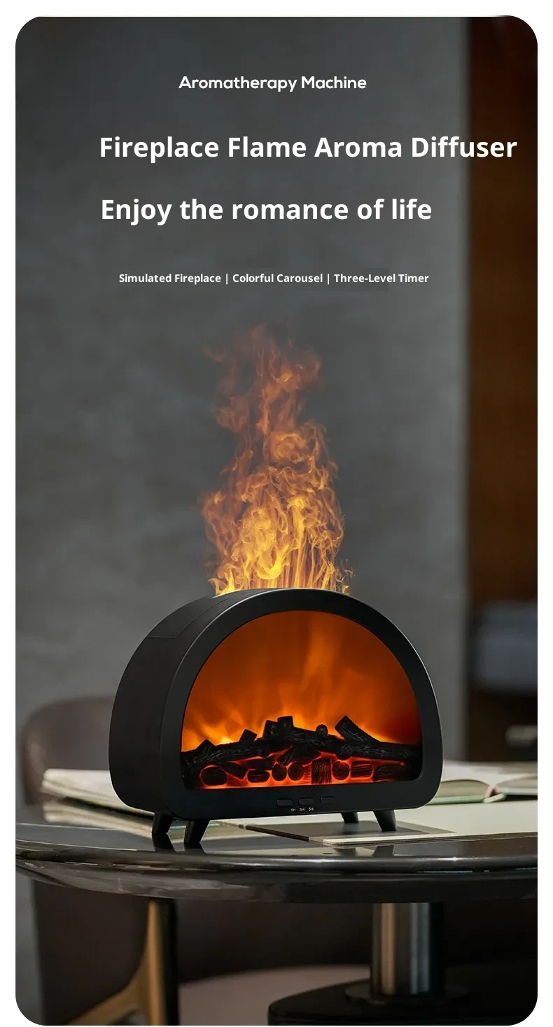 Fireplace Flame Aroma Diffuser Desktop Remote Control Colorful Atmosphere Light
