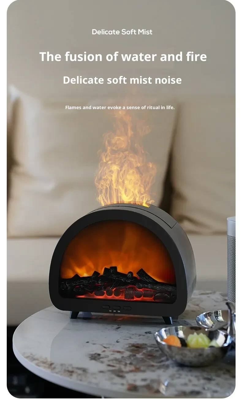 Fireplace Flame Aroma Diffuser Desktop Remote Control Colorful Atmosphere Light