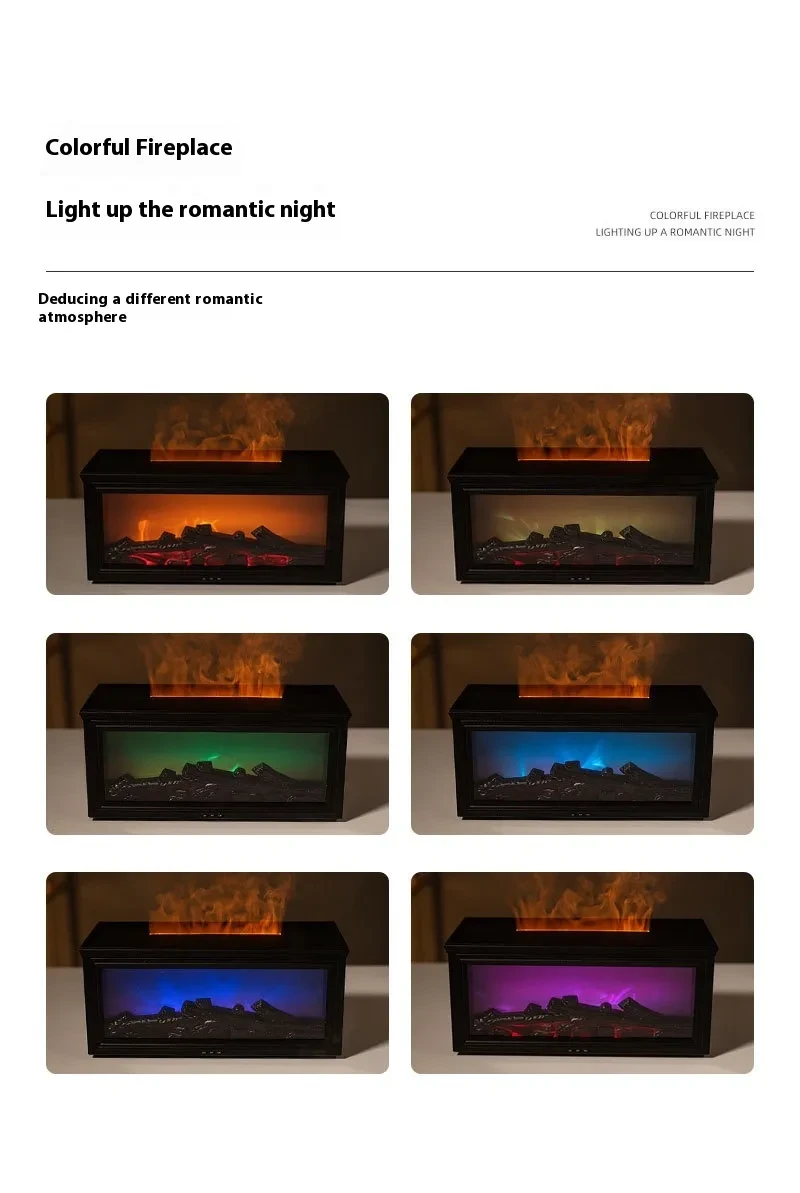 Fireplace Flame Aroma Diffuser Desktop Remote Control Colorful Atmosphere Light
