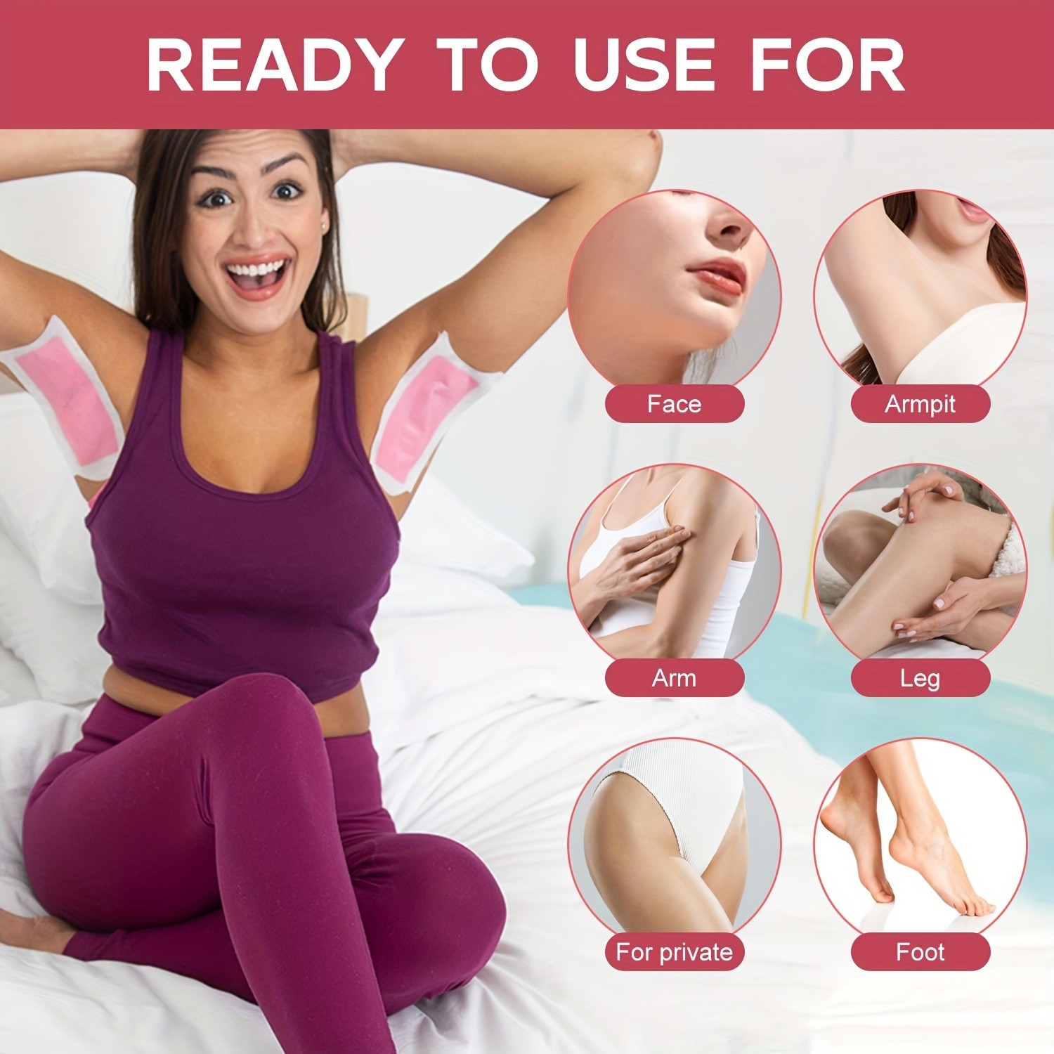 SUMAX Whole Body Wax Strips Kit – 40 Watermelon-Infused Double-Sided Strips + 4 Calming Oil Wipes