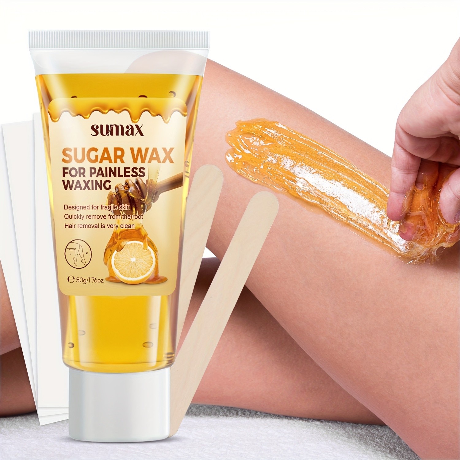 SUMAX Lemon & Honey Hair Removal Wax – Gentle 50g Formula with Plant-Based Squalane for Face & Body