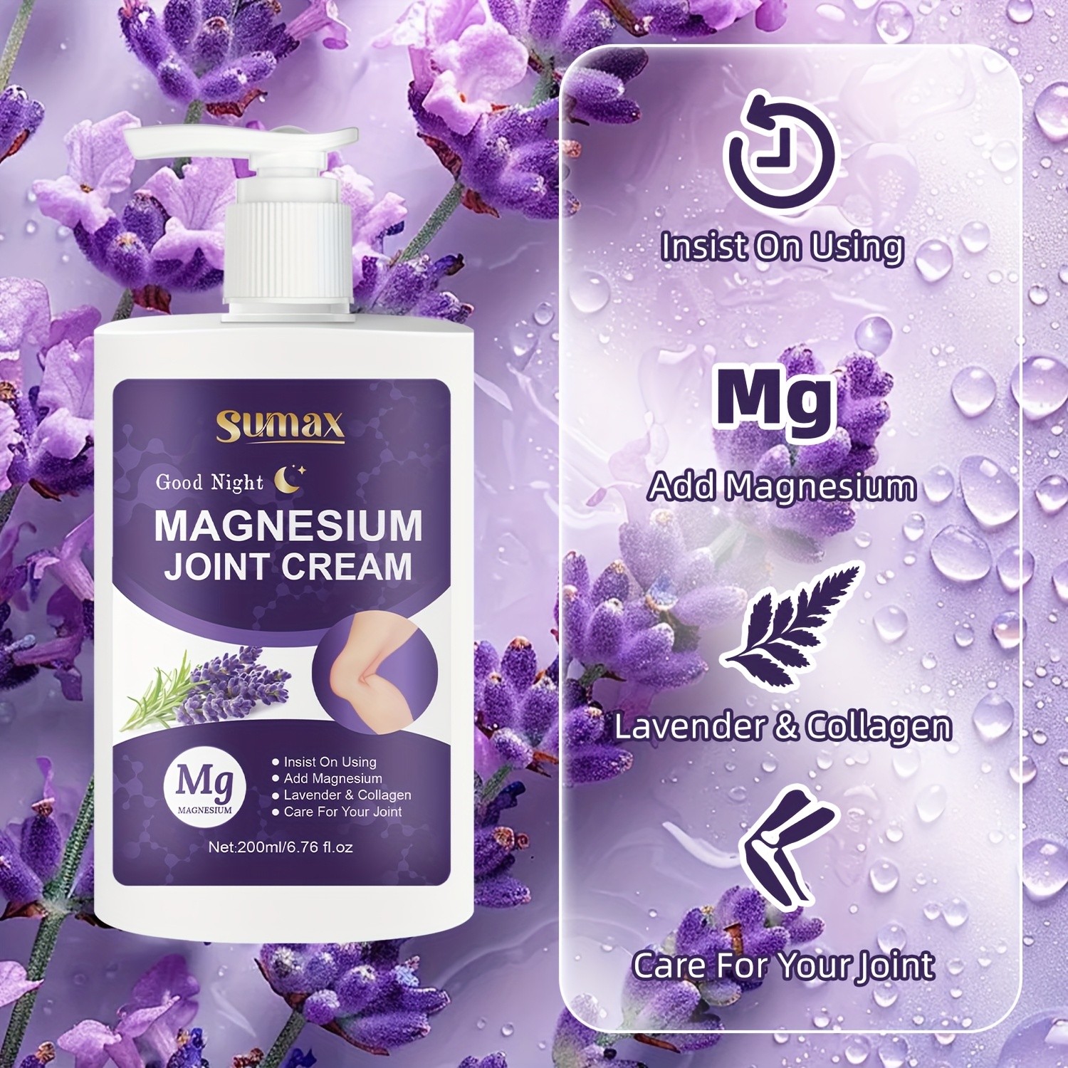 SUMAX Extra-Large Magnesium Cream with Lavender – Fast-Absorbing Joint & Muscle Care for All Ages