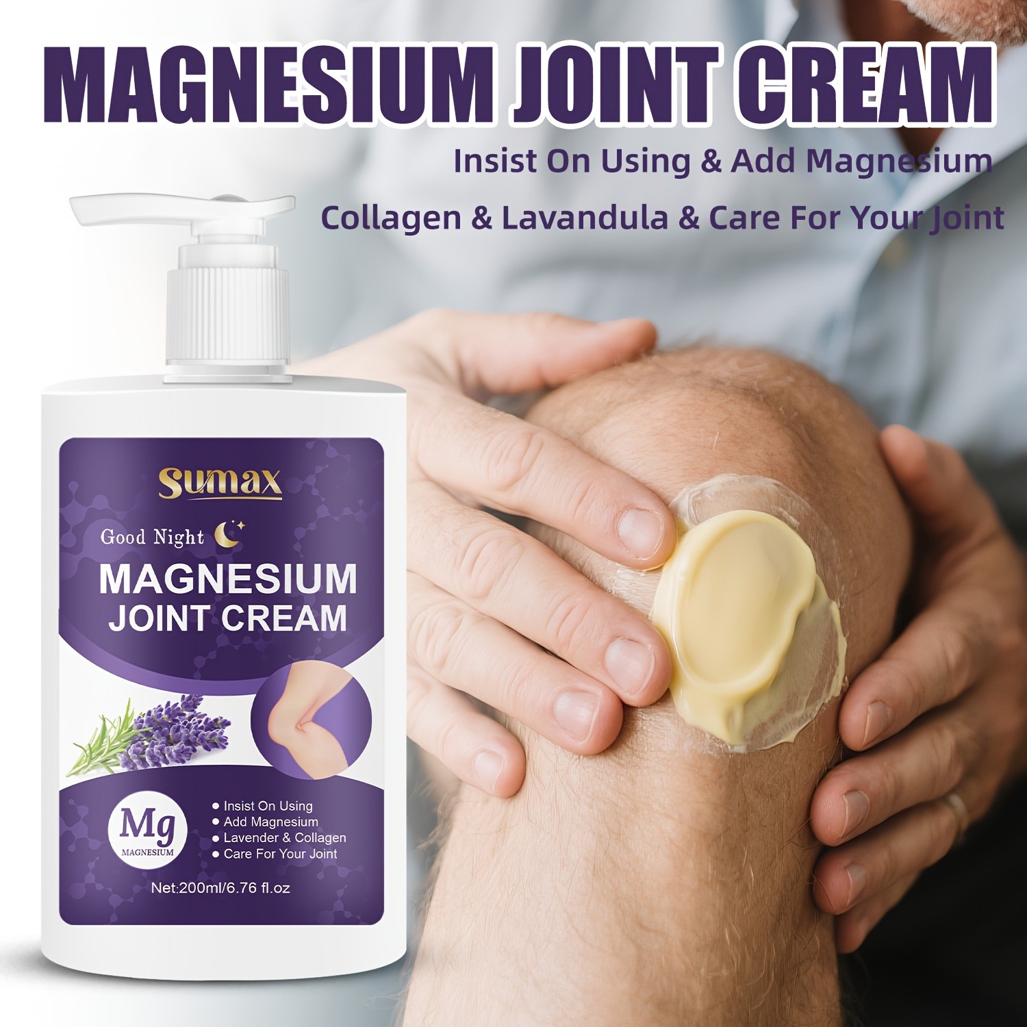 SUMAX Extra-Large Magnesium Cream with Lavender – Fast-Absorbing Joint & Muscle Care for All Ages