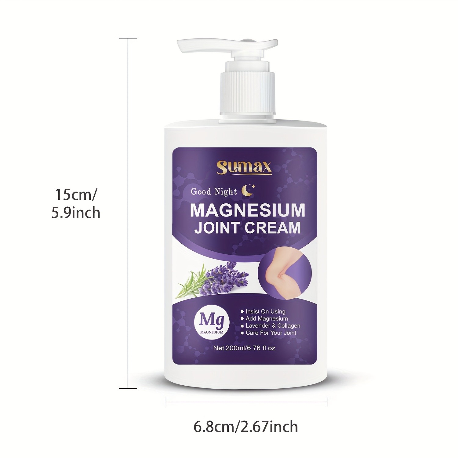 SUMAX Extra-Large Magnesium Cream with Lavender – Fast-Absorbing Joint & Muscle Care for All Ages