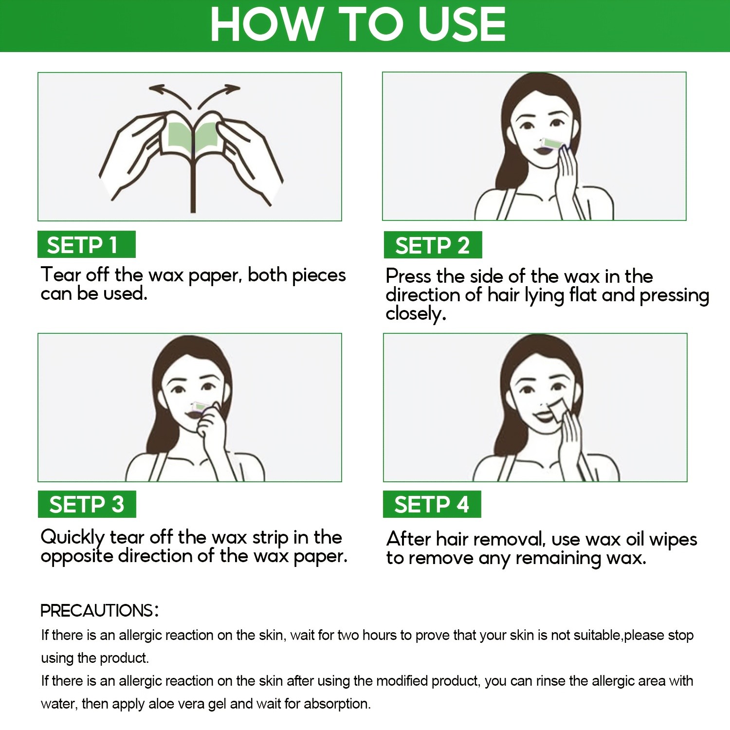 SUMAX 72pcs Aloe Vera Facial Wax Strips – Quick, Moisturizing & Easy Hair Removal for Face & Body