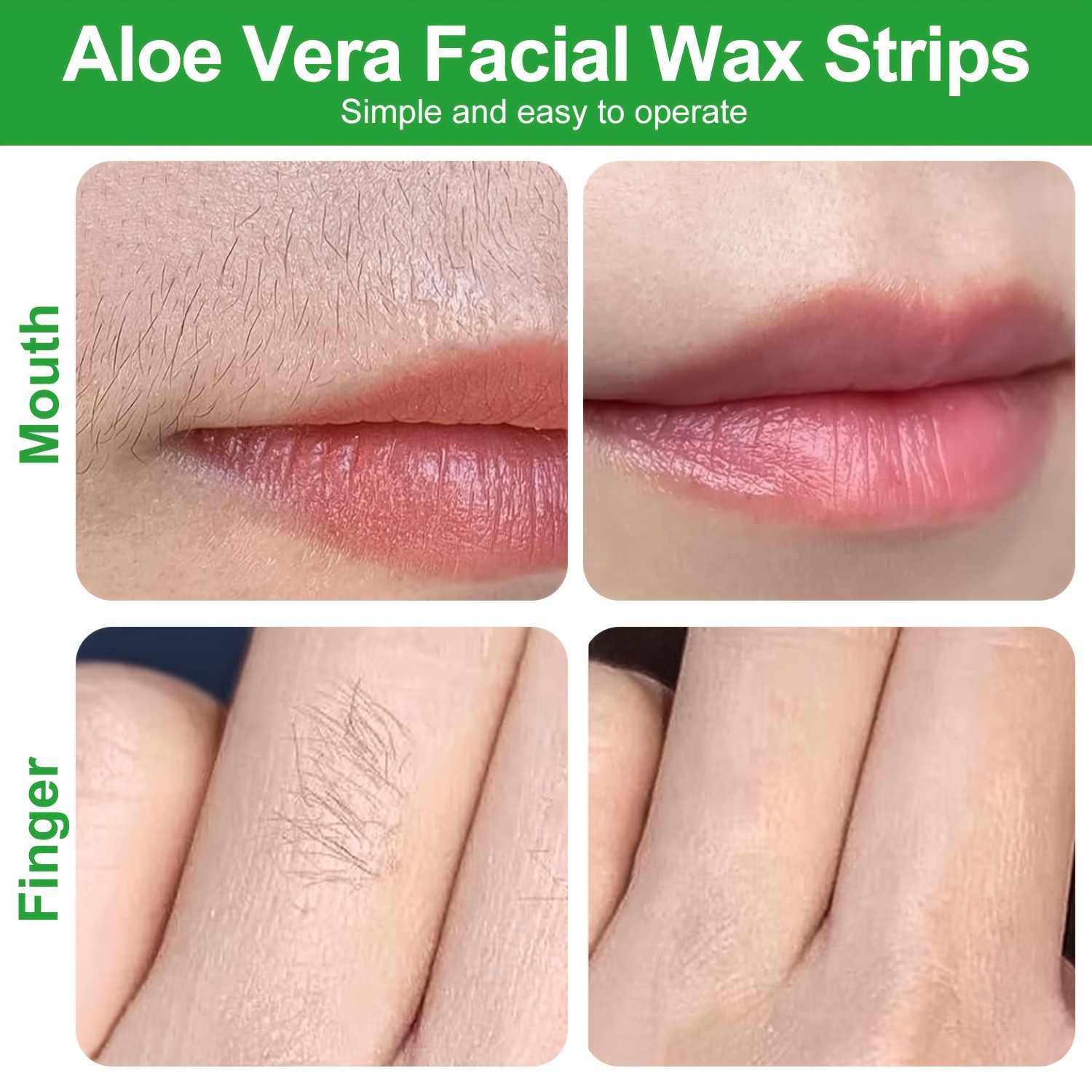 SUMAX 72pcs Aloe Vera Facial Wax Strips – Quick, Moisturizing & Easy Hair Removal for Face & Body