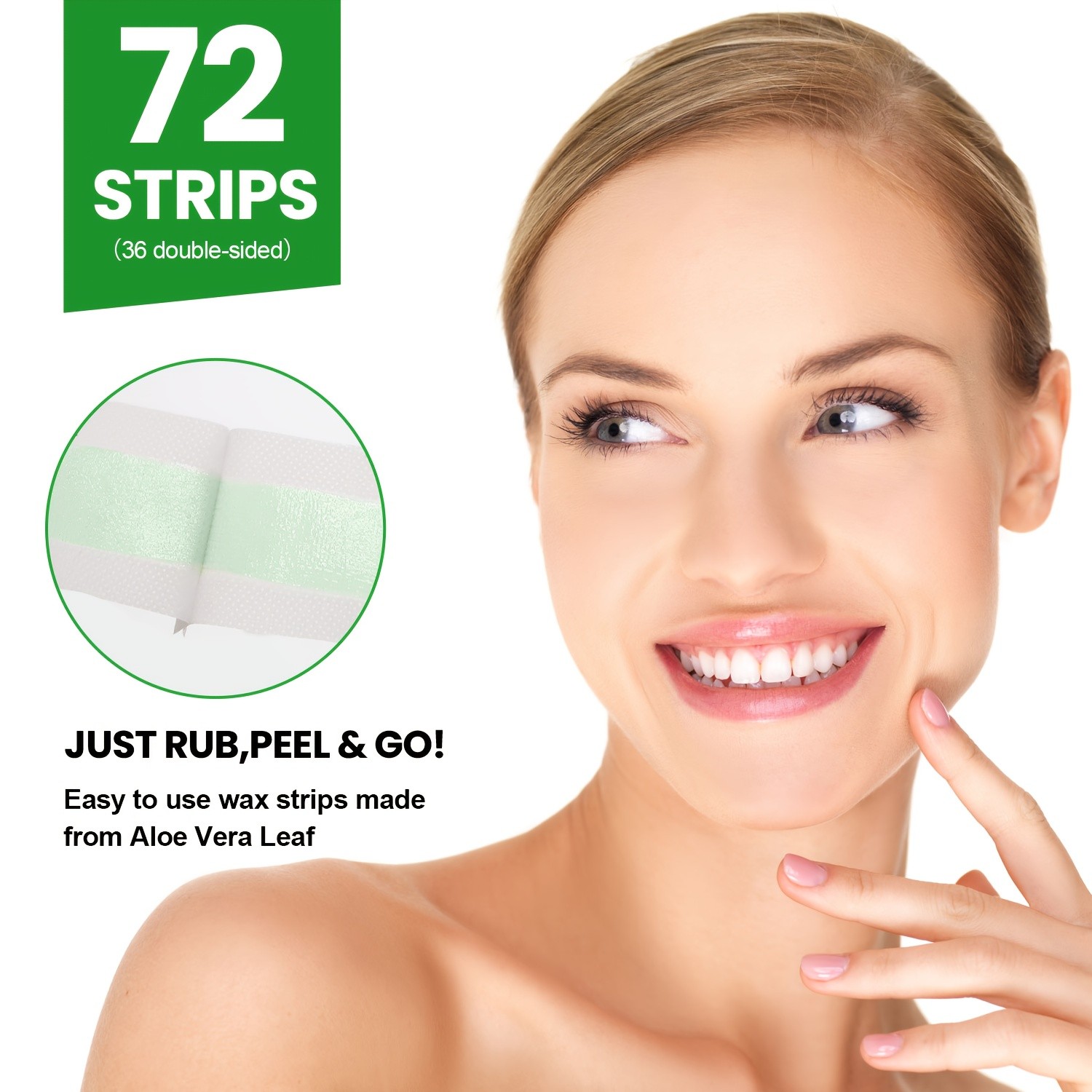 SUMAX 72pcs Aloe Vera Facial Wax Strips – Quick, Moisturizing & Easy Hair Removal for Face & Body