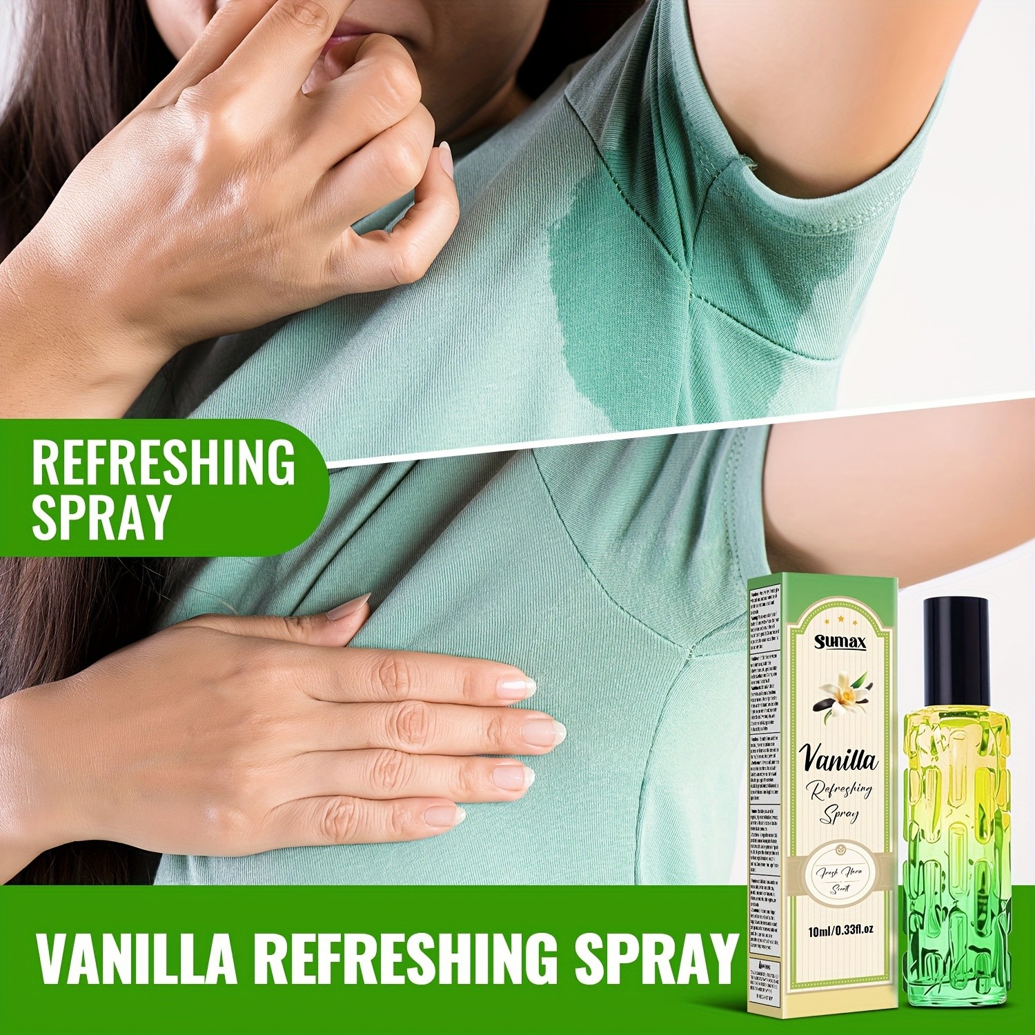 SUMAX Vanilla Deodorant Spray – Alcohol-Free Body Odor Control with Natural Vanilla Fragrance