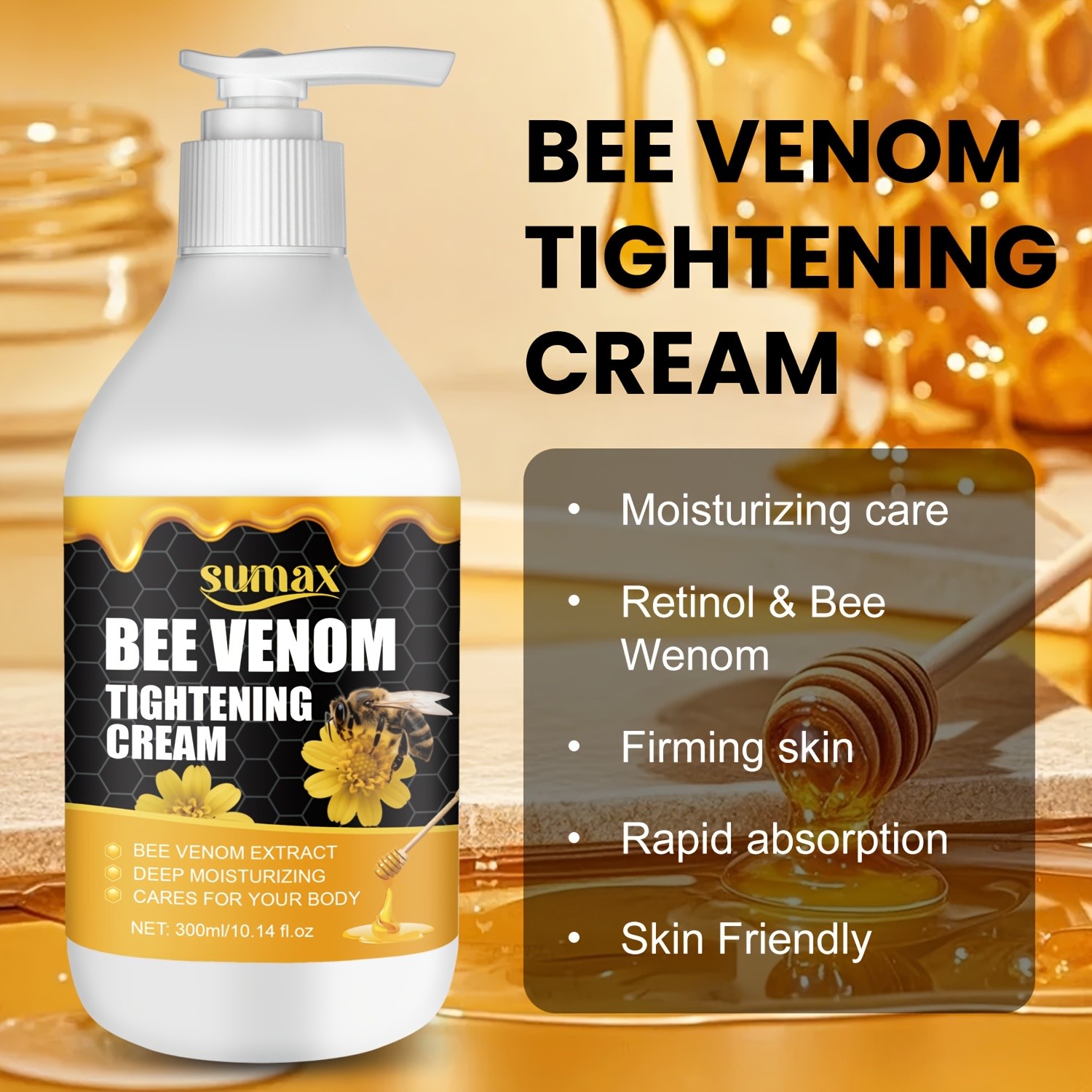 SUMAX Bee Venom Firming Cream – 300ml Moisturizing Body Lotion for Firm, Smooth & Sculpted Skin