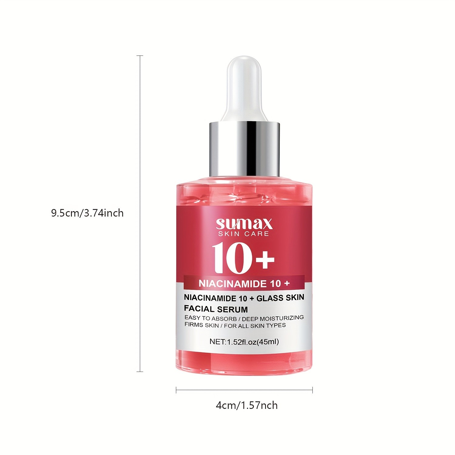 SUMAX Niacinamide 10+ Glass Serum – Alcohol-Free Hydrating & Brightening Facial Serum with Retinol, HA & Glycerin