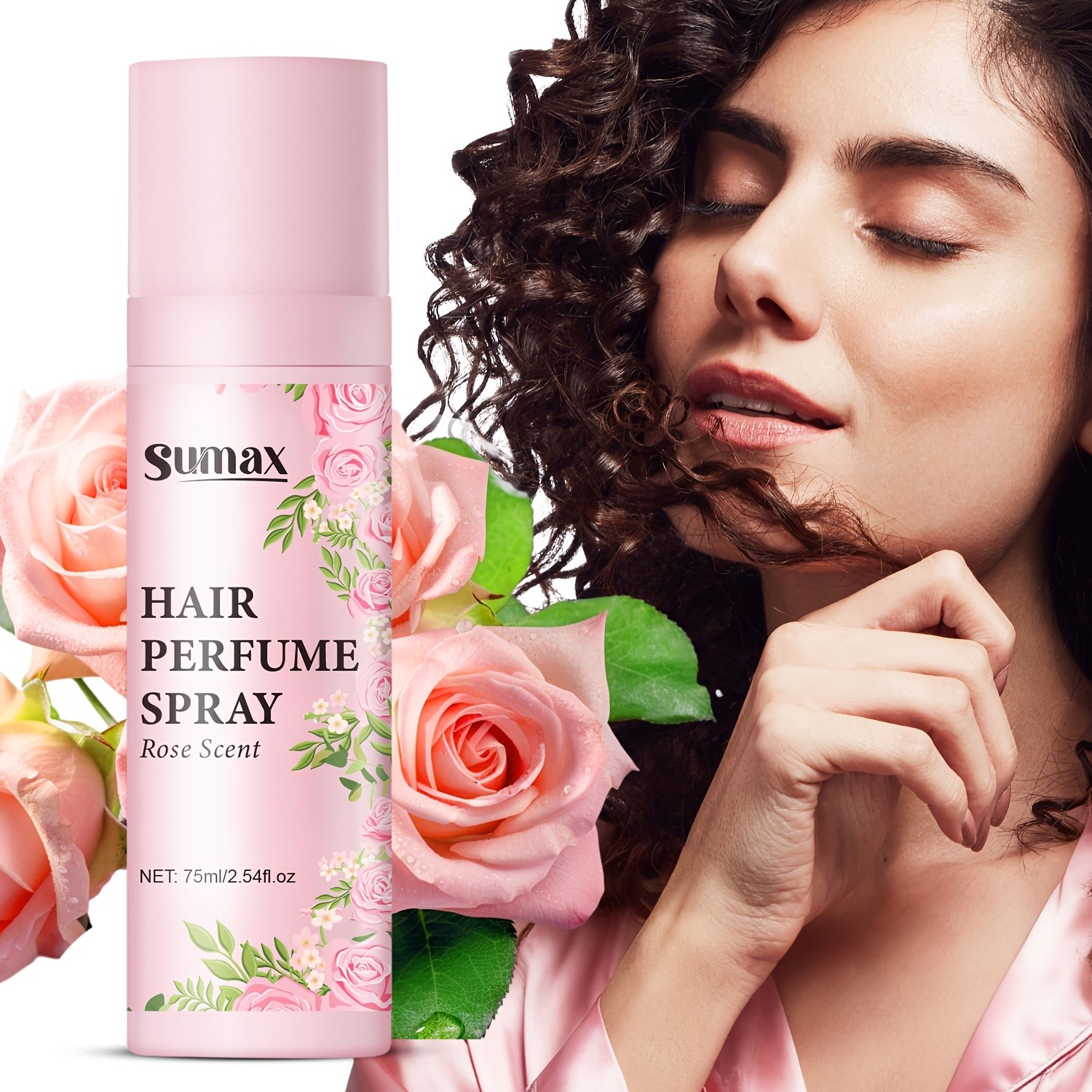 SUMAX Rose Hair Perfume Spray – 75ml Long-Lasting Floral Mist for Hair & Body with Plant-Based Squalane