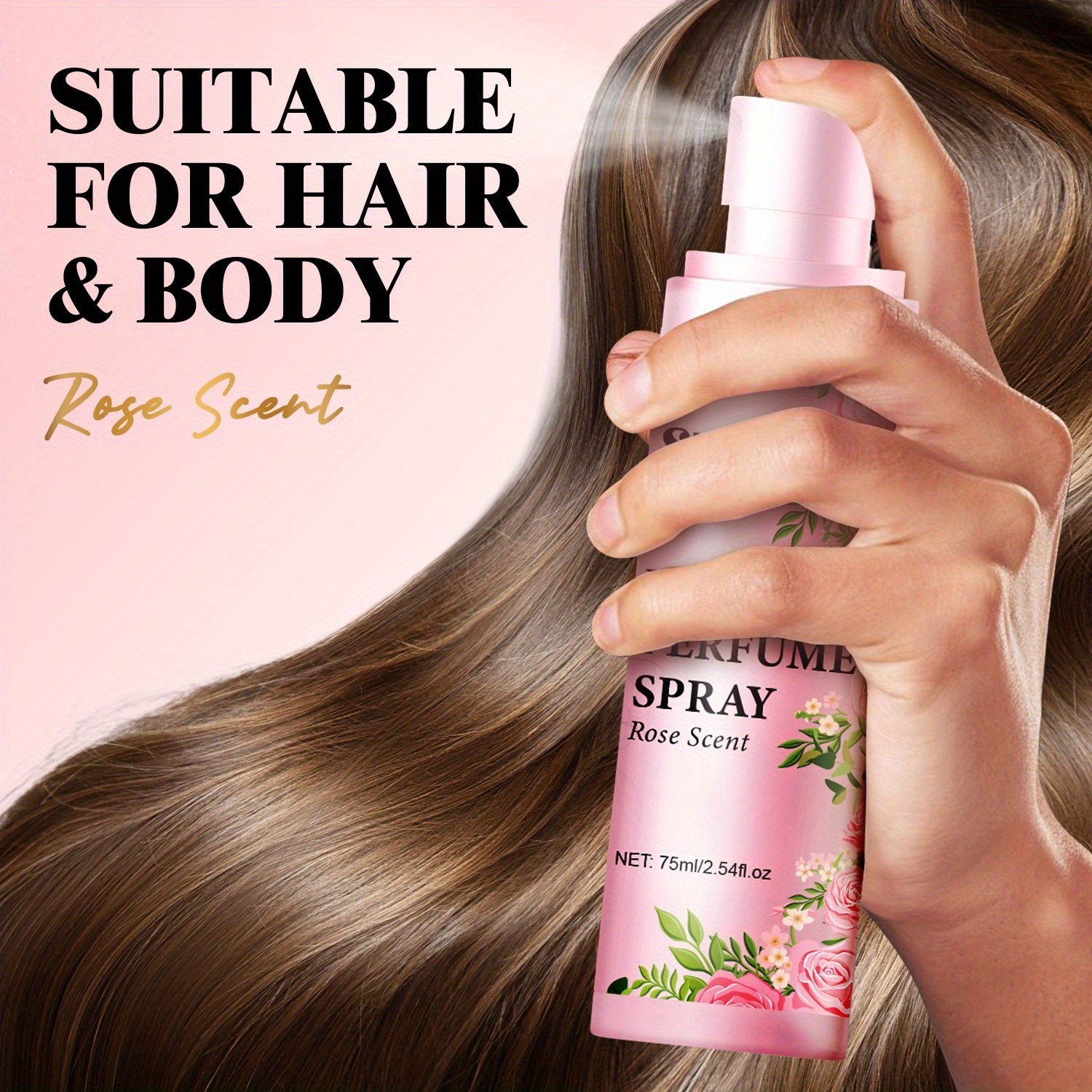 SUMAX Rose Hair Perfume Spray – 75ml Long-Lasting Floral Mist for Hair & Body with Plant-Based Squalane