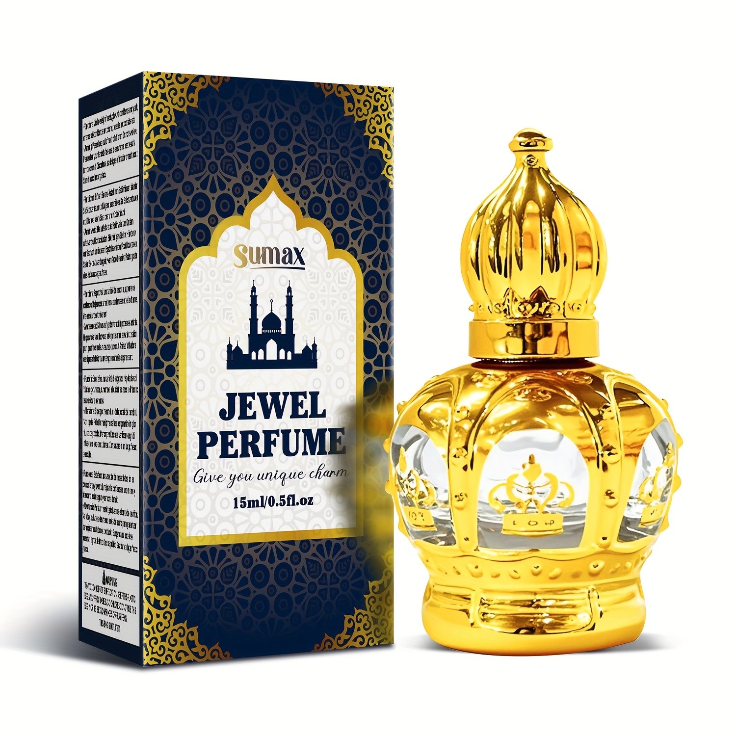 SUMAX Luxury Golden Crown Perfume Roller Ball – Alcohol-Free Long-Lasting Royal Fragrance Oil with Gift Box