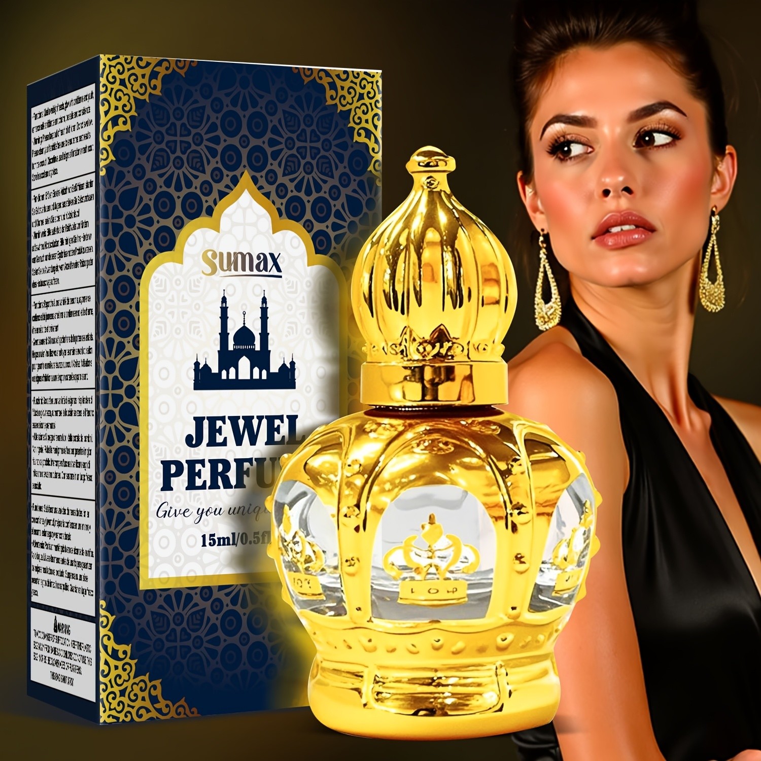 SUMAX Luxury Golden Crown Perfume Roller Ball – Alcohol-Free Long-Lasting Royal Fragrance Oil with Gift Box