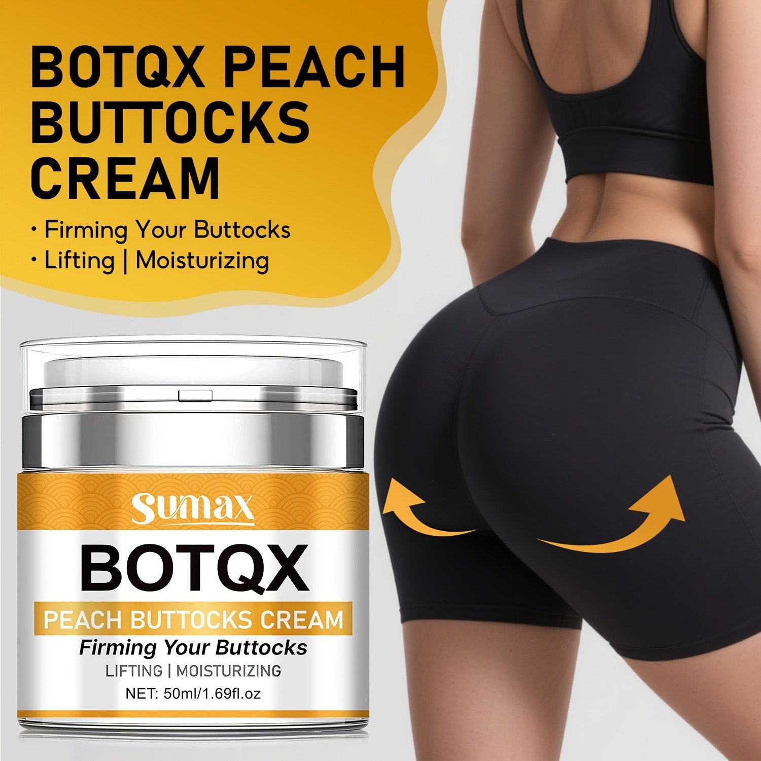 SUMAX Peach Butt Lift & Firming Cream – Hyaluronic Acid, Vitamin C & Collagen Formula (50ml / 1.69 fl.oz)