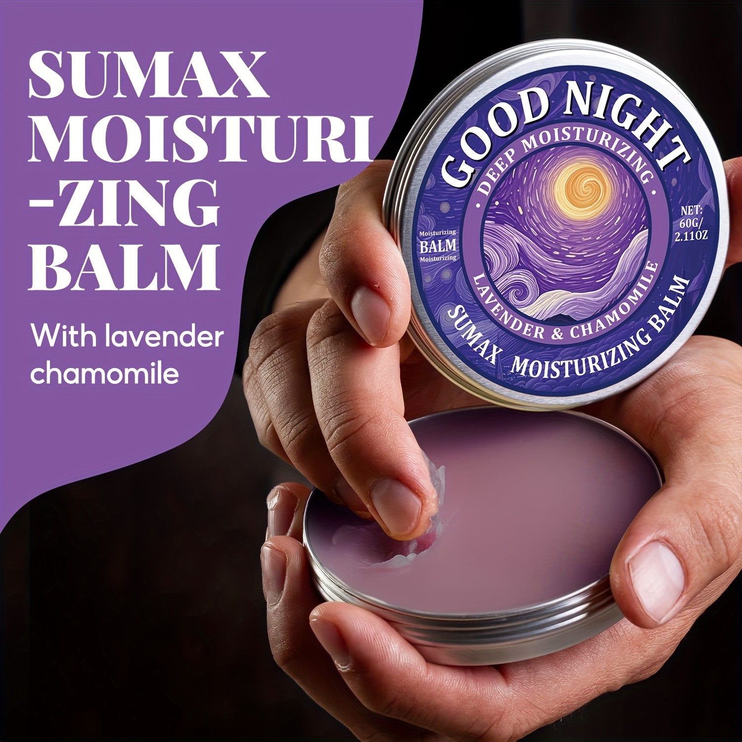 SUMAX Good Night Balm 60g – Lavender, Chamomile, Coconut & Jojoba Oil Moisturizing Night Balm (Alcohol-Free)