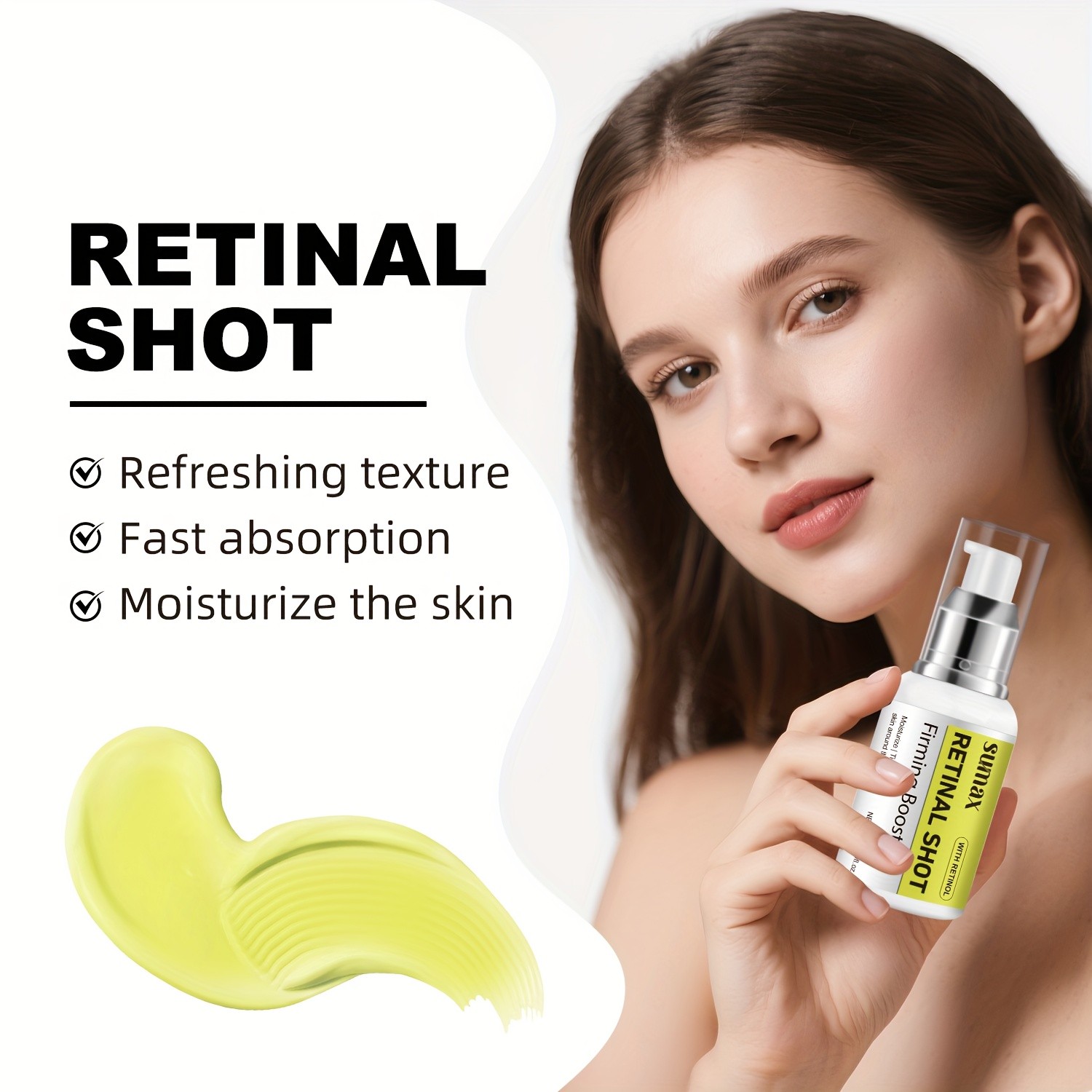 SUMAX Retinol Eye Cream 50ml – White Press Bottle, Hydrating & Moisturizing Eye & Face Serum for All Skin Types