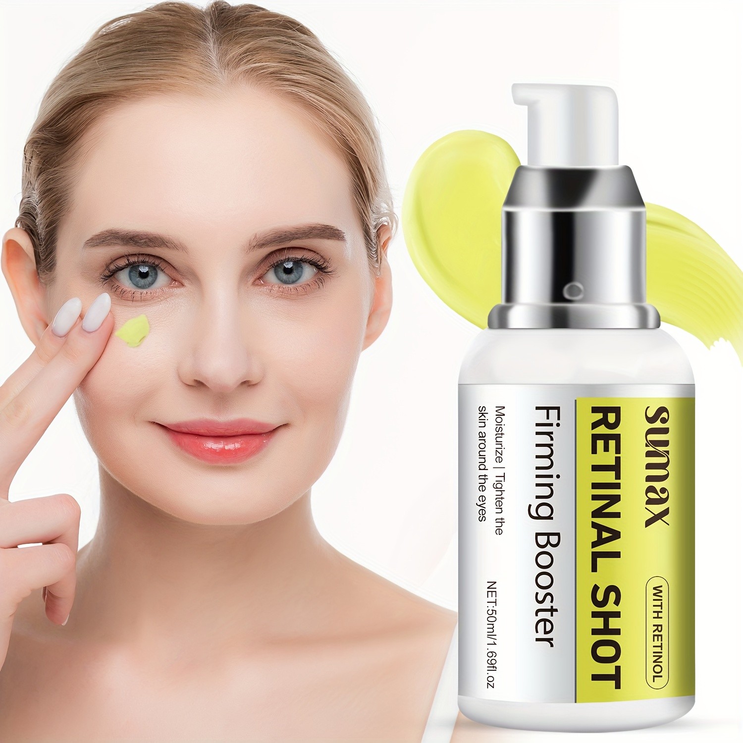 SUMAX Retinol Eye Cream 50ml – White Press Bottle, Hydrating & Moisturizing Eye & Face Serum for All Skin Types