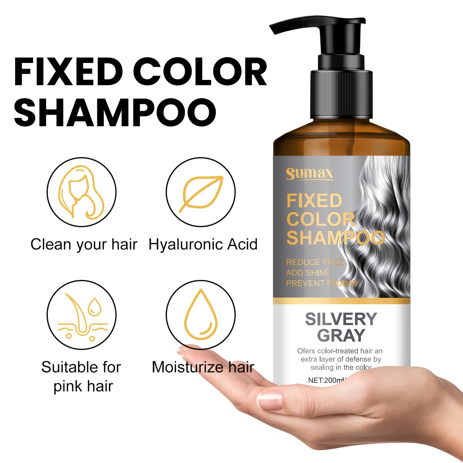 SUMAX 200ml Silvery Grey / Smoke Grey Color-Locking Shampoo – Long-Lasting Uniform Color + Hair Dye Formula
