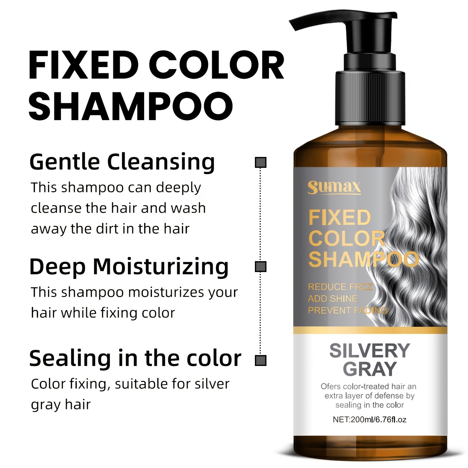 SUMAX 200ml Silvery Grey / Smoke Grey Color-Locking Shampoo – Long-Lasting Uniform Color + Hair Dye Formula