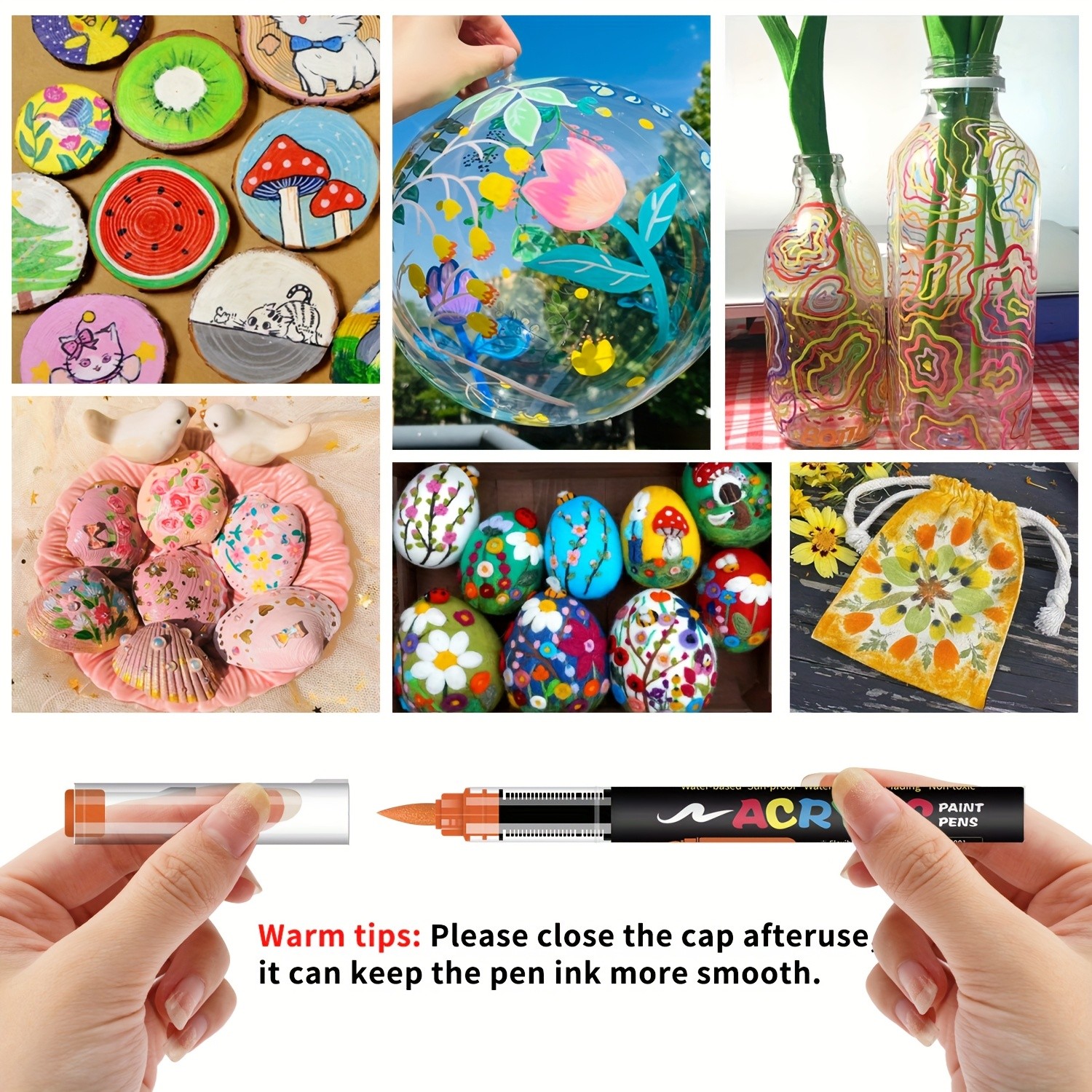 FLYSEA Acrylic Paint Marker Set – 12 / 24 / 36 Vibrant Non-Toxic Stackable Markers for Multi-Surface Art