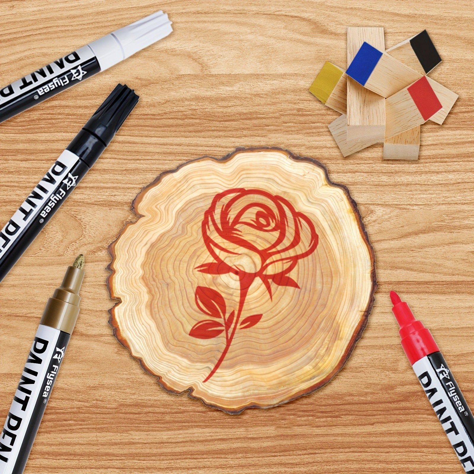 FLYSEA Paint Marker Pens – Permanent, Quick-Dry Multi-Surface Painting Set for Rocks, Wood, Fabric, Plastic, Canvas, Glass & DIY Crafts