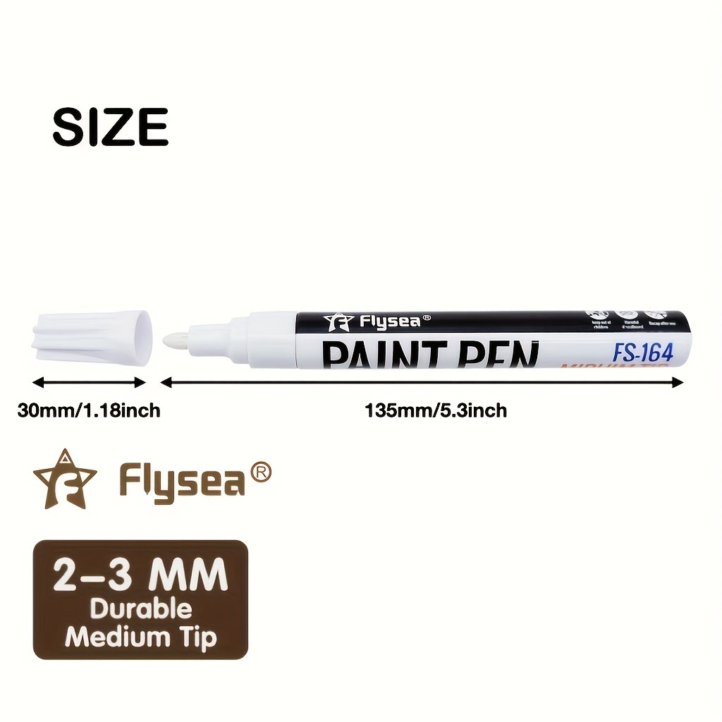 FLYSEA Paint Marker Pens – Permanent, Quick-Dry Multi-Surface Painting Set for Rocks, Wood, Fabric, Plastic, Canvas, Glass & DIY Crafts