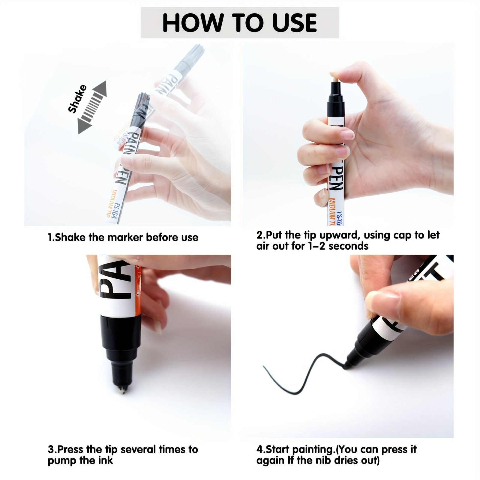 FLYSEA Paint Marker Pens – Permanent, Quick-Dry Multi-Surface Painting Set for Rocks, Wood, Fabric, Plastic, Canvas, Glass & DIY Crafts