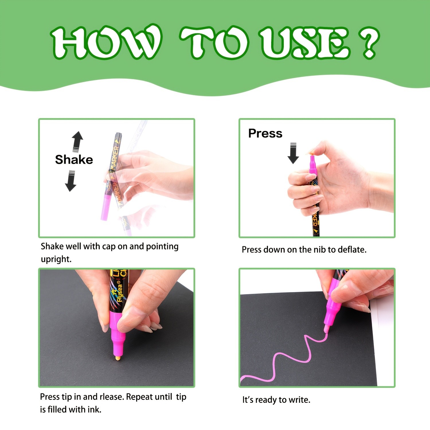 FLYSEA 8pcs / 12pcs Neon Chalk Markers – Erasable Liquid Chalk Pens for Professional Art & Non-Porous Surfaces