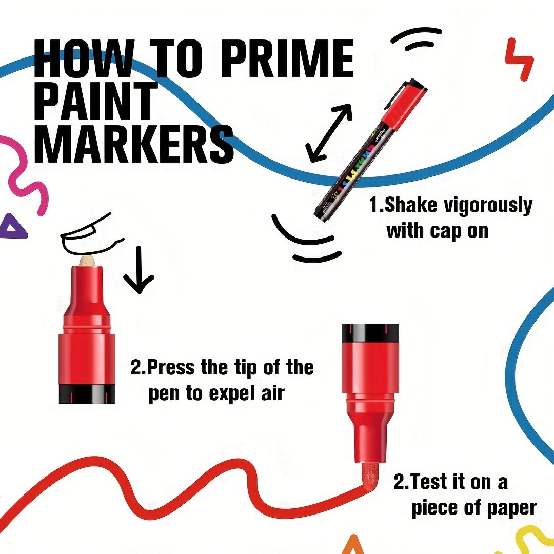 FLYSEA 12pcs Large Capacity Acrylic Paint Markers – Stackable Colors, 2–3mm Medium Point, Water-Based for Rocks, Canvas & Glass