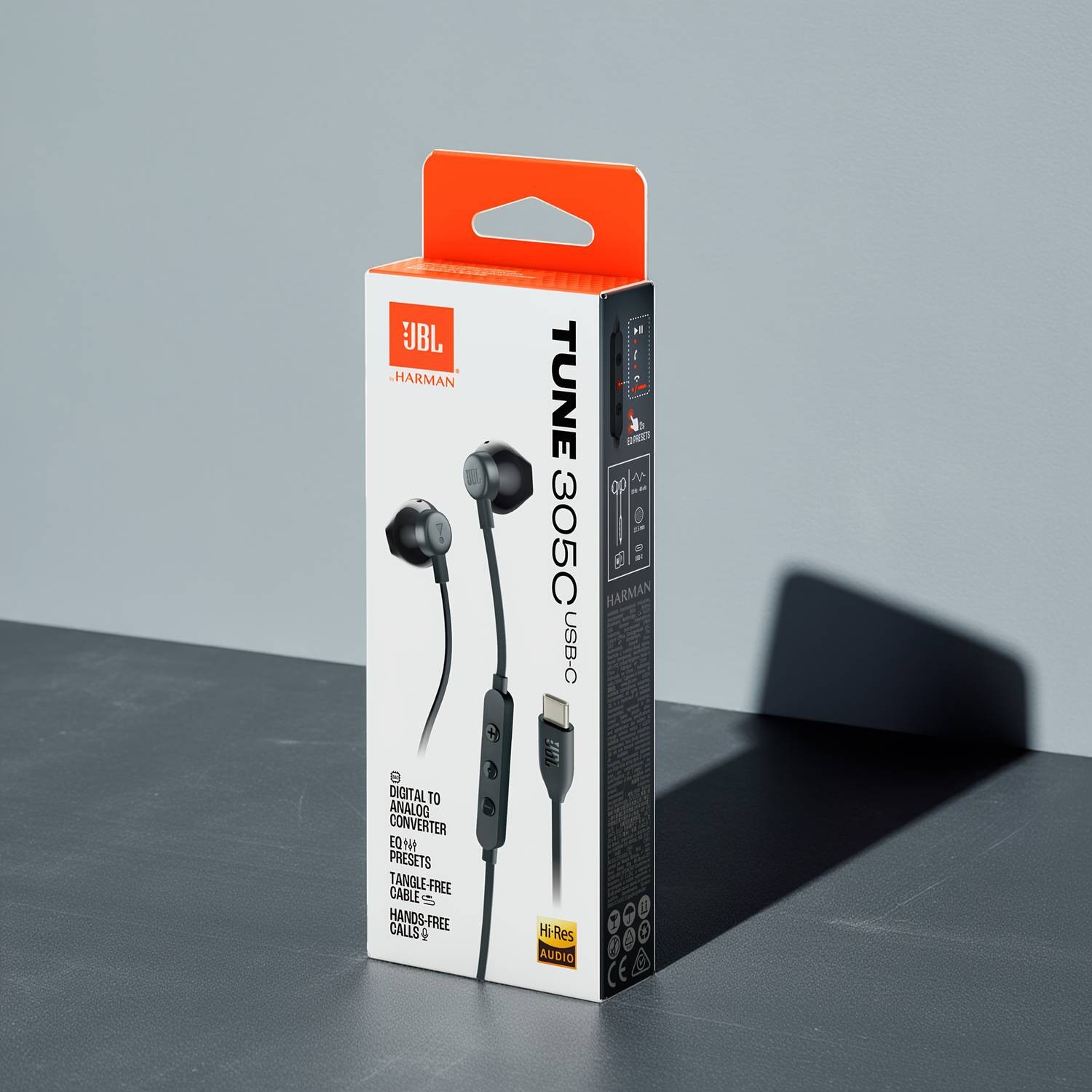 JBL TUNE305C Wireless-Inspired USB-C Headphones – Noise Cancelling, Type-C Quick Charge & Sleek Orange Design