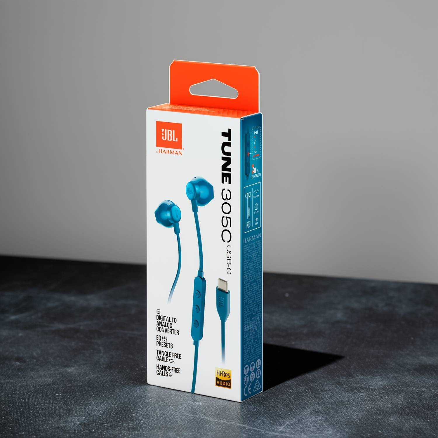 JBL TUNE305C Wireless-Inspired USB-C Headphones – Noise Cancelling, Type-C Quick Charge & Sleek Orange Design