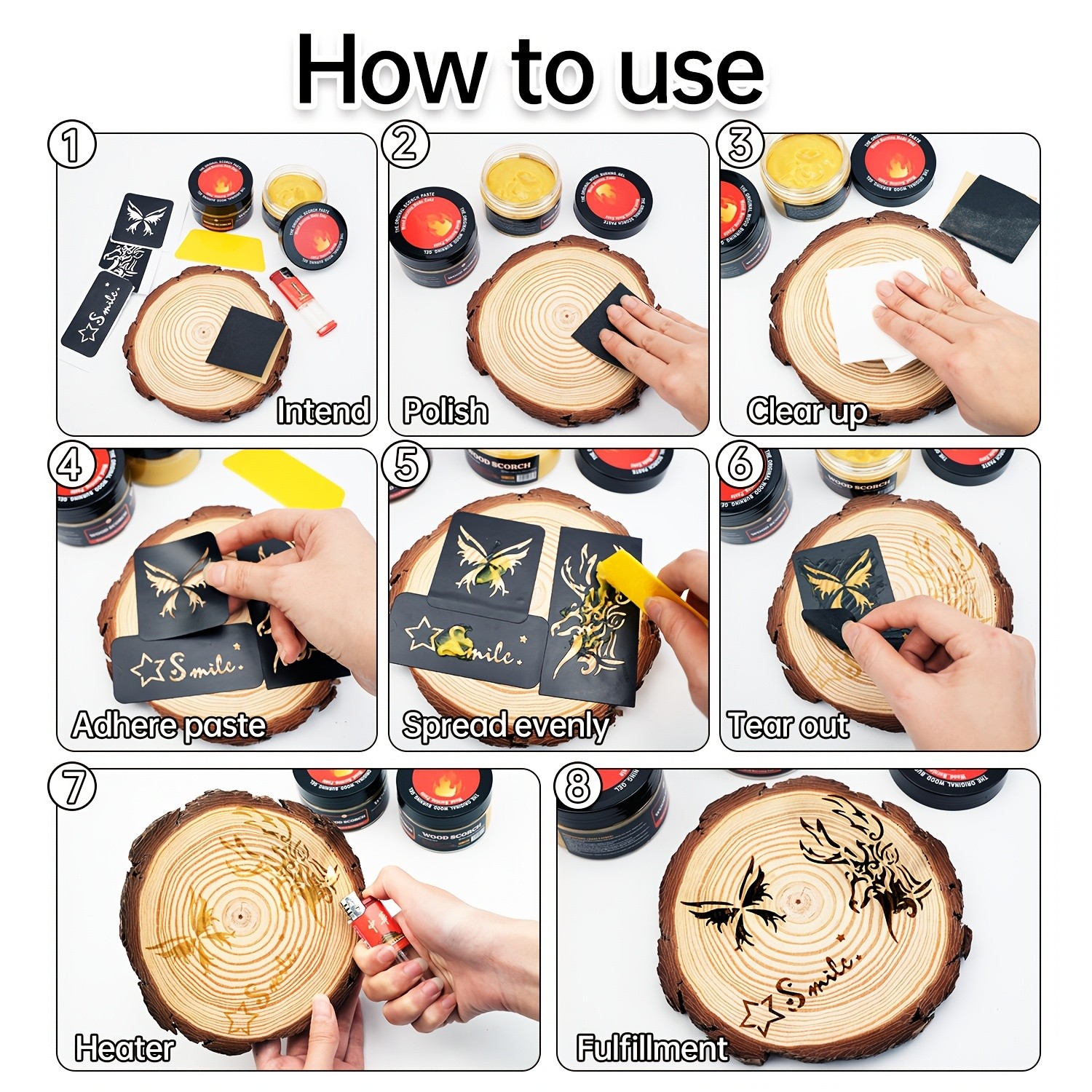 FLYSEA Scorch Burning Gel 4oz (120ml) – Easy DIY Craft Gel for Wood Branding, Stenciling & Detailed Art Patterns