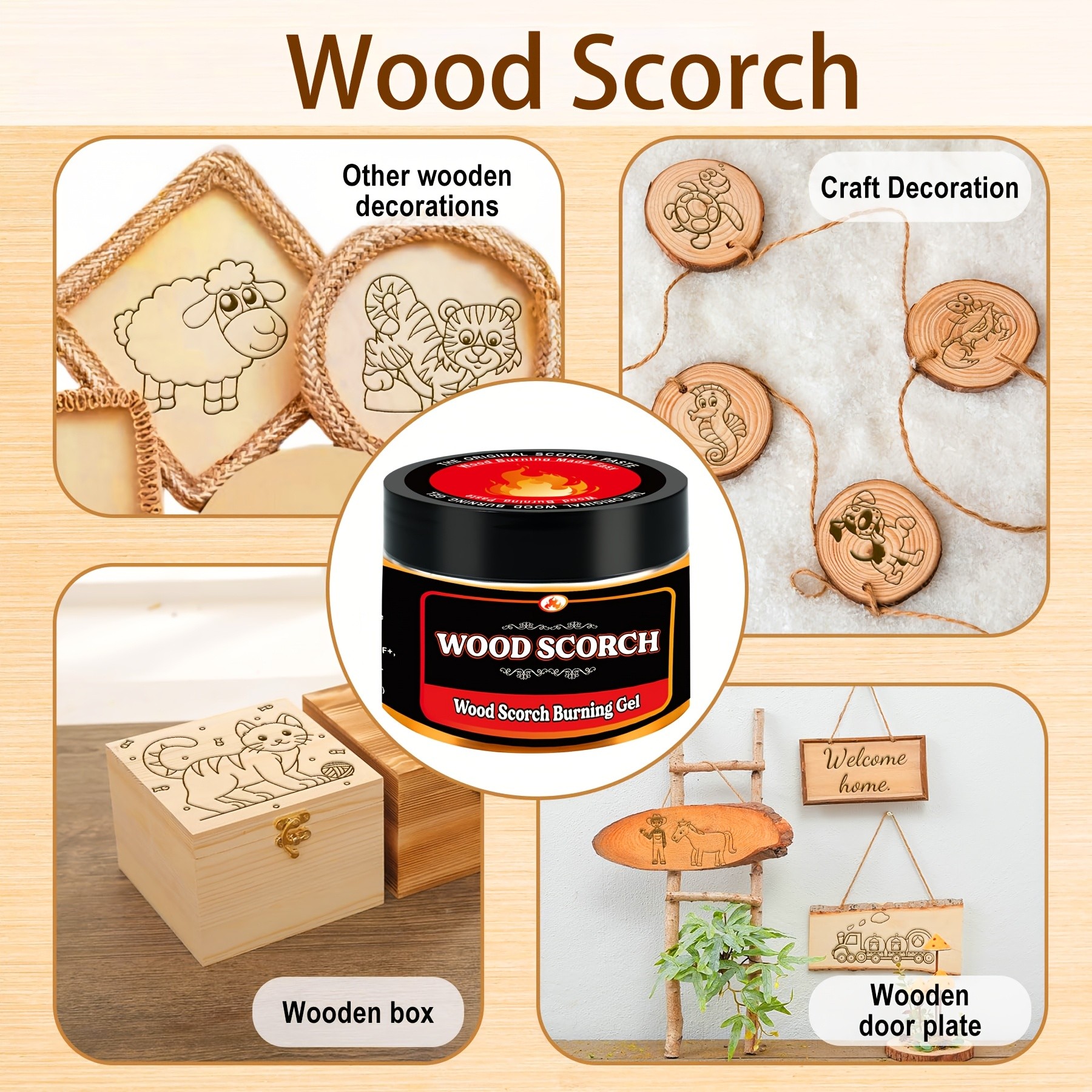 FLYSEA Scorch Burning Gel 4oz (120ml) – Easy DIY Craft Gel for Wood Branding, Stenciling & Detailed Art Patterns