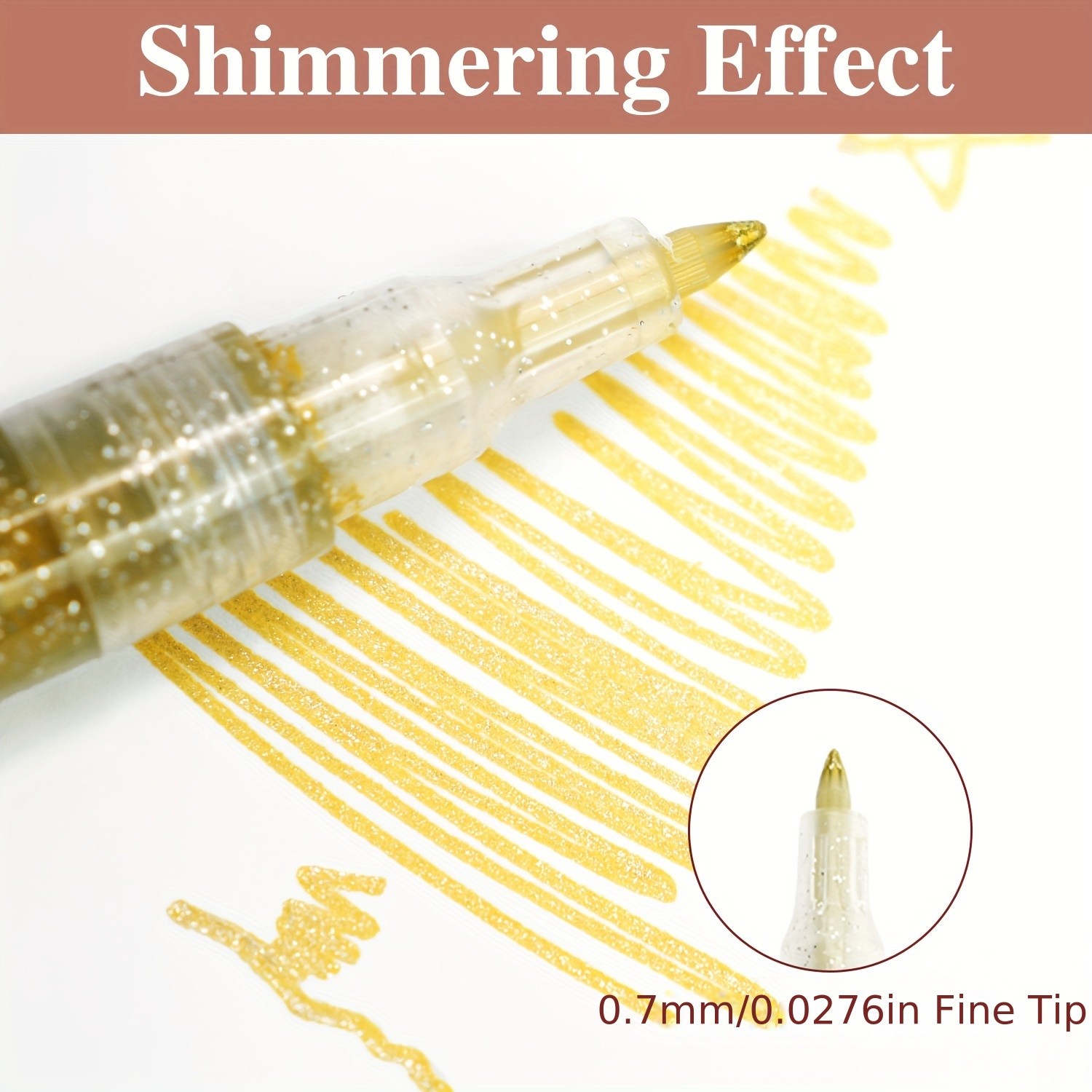 FLYSEA 12pcs 0.7mm Fine Tip Glitter Acrylic Marker Pens – Water-Based Glitter Ink for Scrapbooks, Writing & Multi-Surface Art