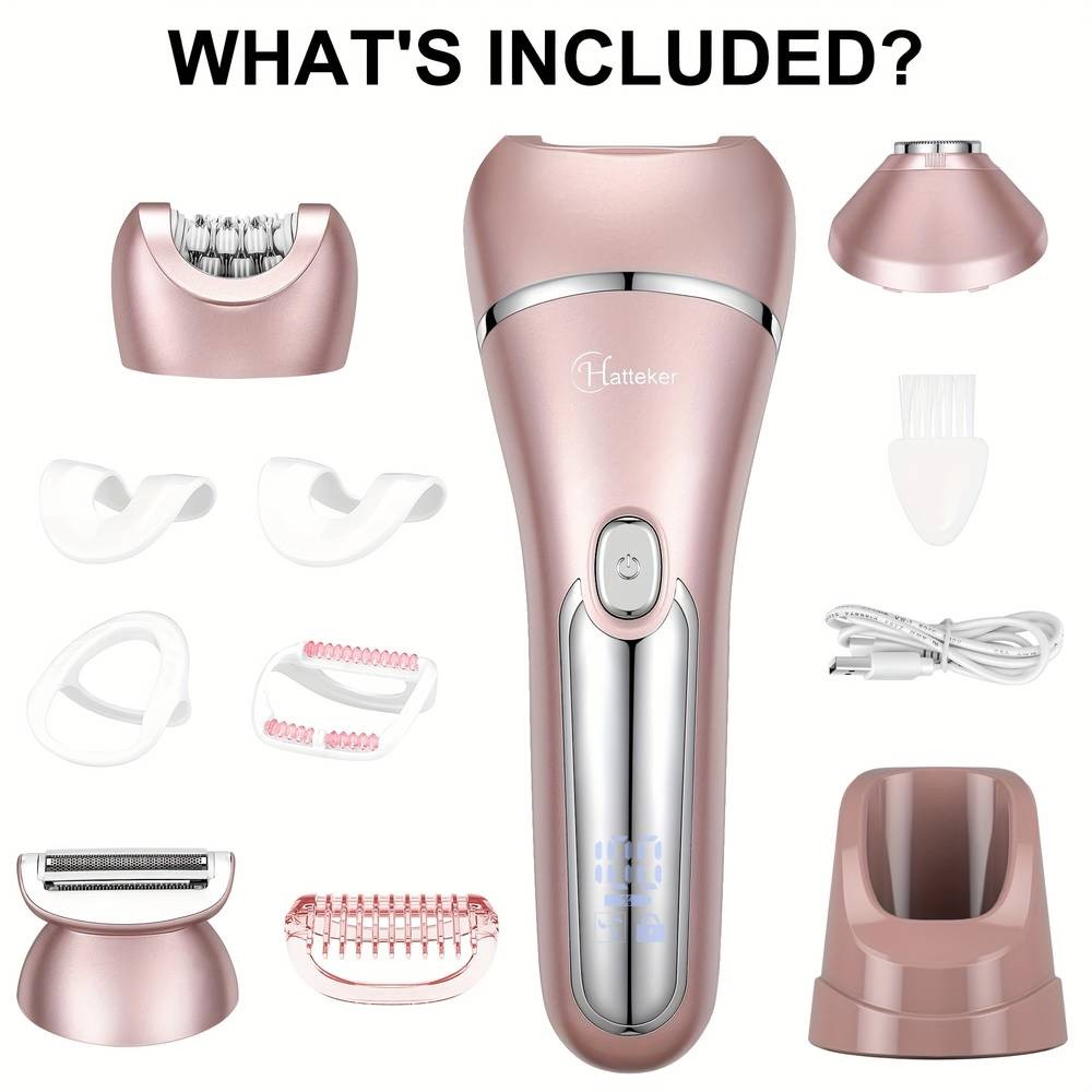 HATTEKER 3-in-1 Electric Shaver for Women – USB Rechargeable, Stainless Steel & Designed for Smooth, Gentle Hair Removal